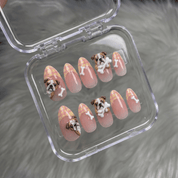 Bulldog Plaid kawaii nail design – handmade press-on nails by Handora