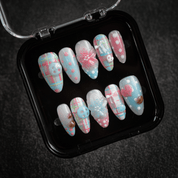 Button Plaid kawaii nail design – handmade press-on nails by Handora