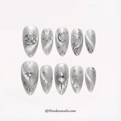 Cancer Dream press-on nails – design close-up by Handora