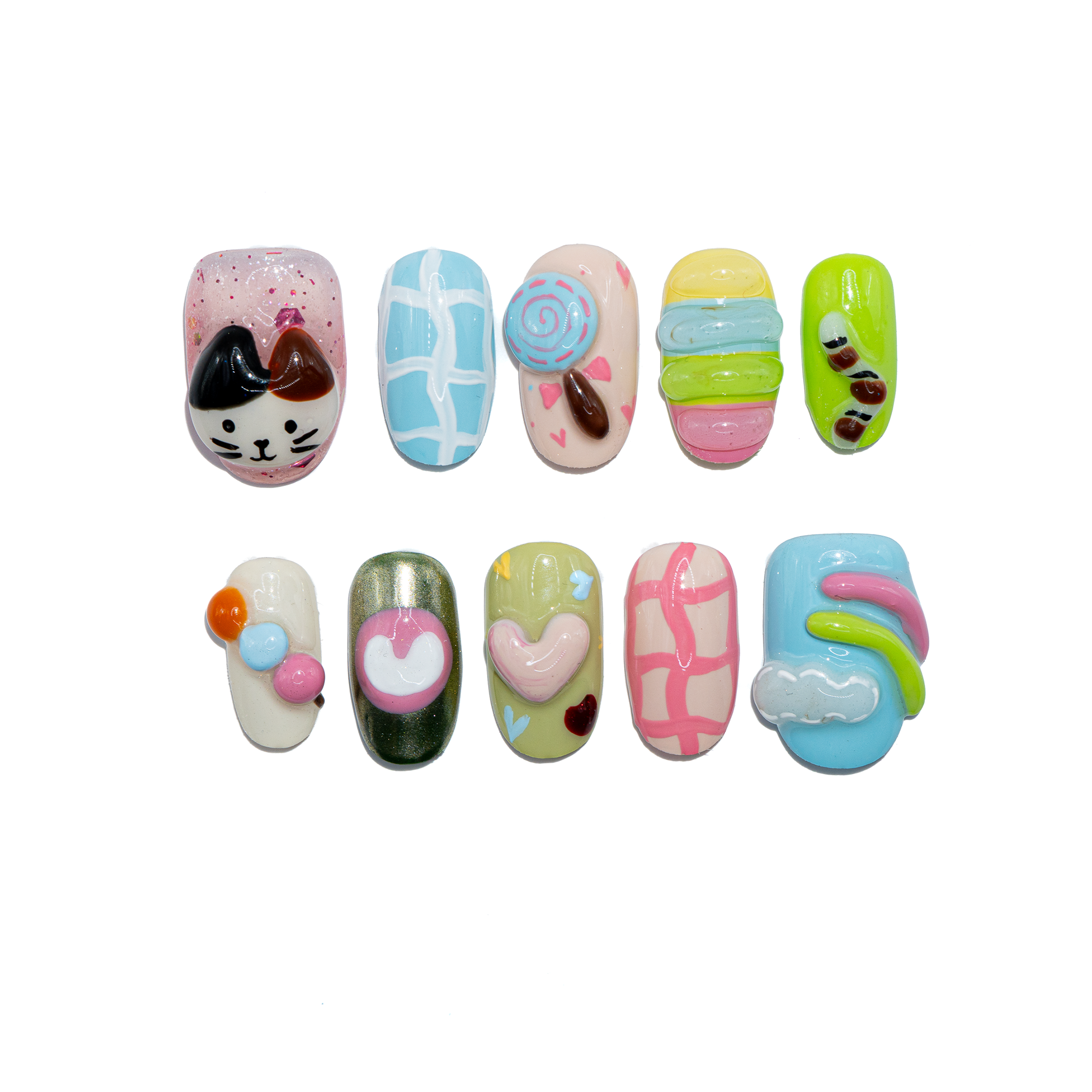 Candy Cloud oval kawaii press-on nails by Handora