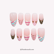 Candy Mix almond polka dot press-on nails by Handora