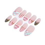 Candy Mix almond press-on nails – design close-up by Handora