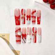 Candy Snow square 3d press-on nails by Handora