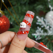 Candy Snow press-on nails – hand-painted reusable gel set by Handora
