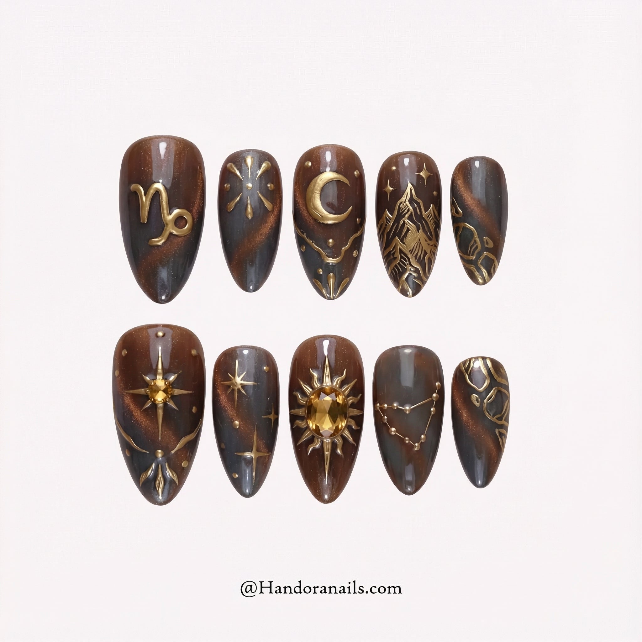 Capri Ambition press-on nails – design close-up by Handora