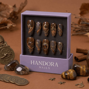Capri Ambition press-on nails – hand-painted reusable gel set by Handora