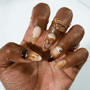 Caramel Macchiato nail design – handmade press-on nails by Handora