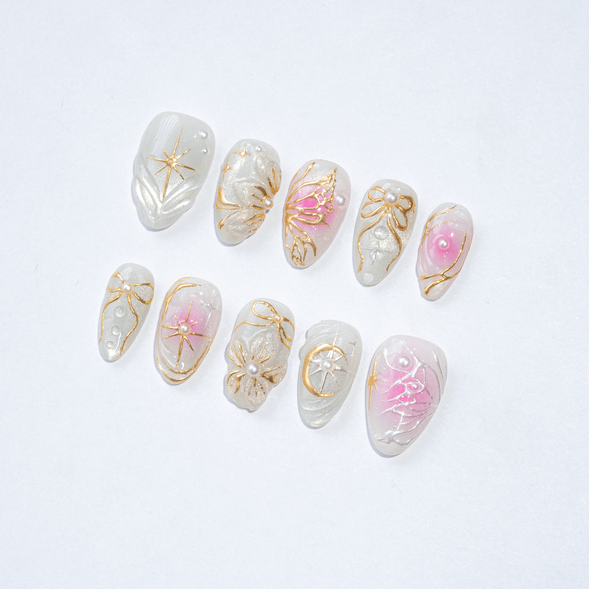 Celestial Aura press-on nails – design close-up by Handora