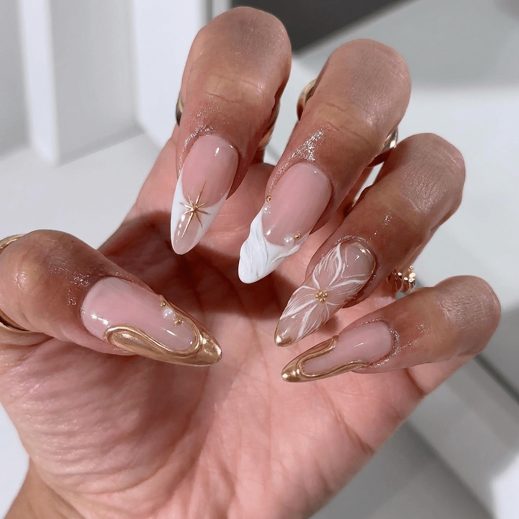Celestial Bloom full press-on nail set – sizes XS–L by Handora