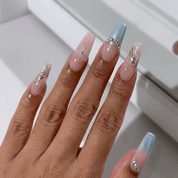 Celestial Blossom press-on nails – hand-painted reusable gel set by Handora