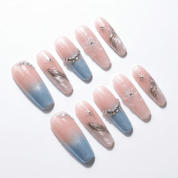 Celestial Blossom floral nail design – handmade press-on nails by Handora