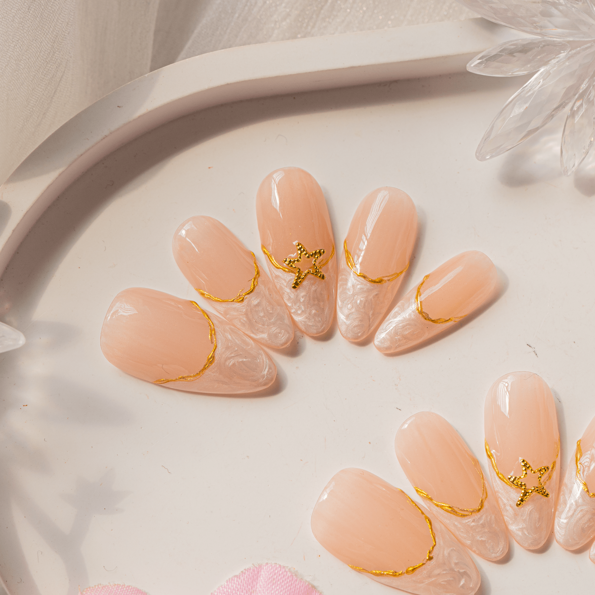 Celestial Marble press-on nails by Handora