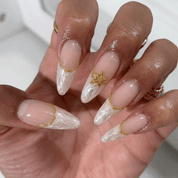 Celestial Marble press-on nails – design close-up by Handora