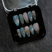 Celestial Swirl nail design – handmade press-on nails by Handora