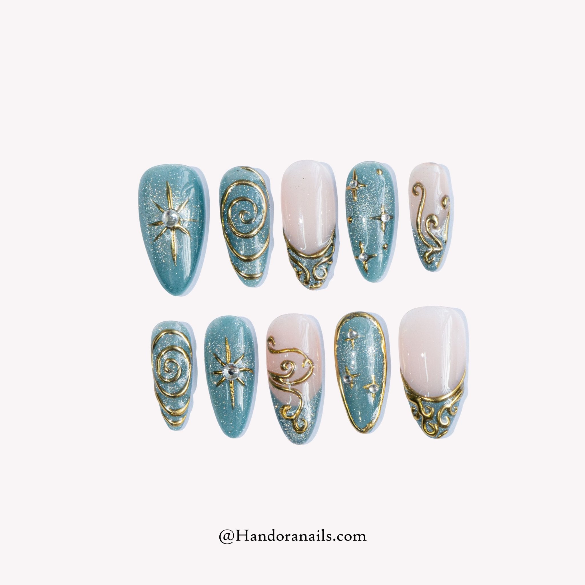 Celestial Swirl press-on nails by Handora