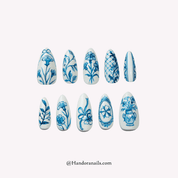 Ceramic Flora floral press-on nails by Handora
