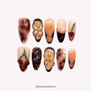 Cherry Bloom red almond autumn press-on nails by Handora