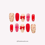 Cherry Coquette red 3d press-on nails by Handora