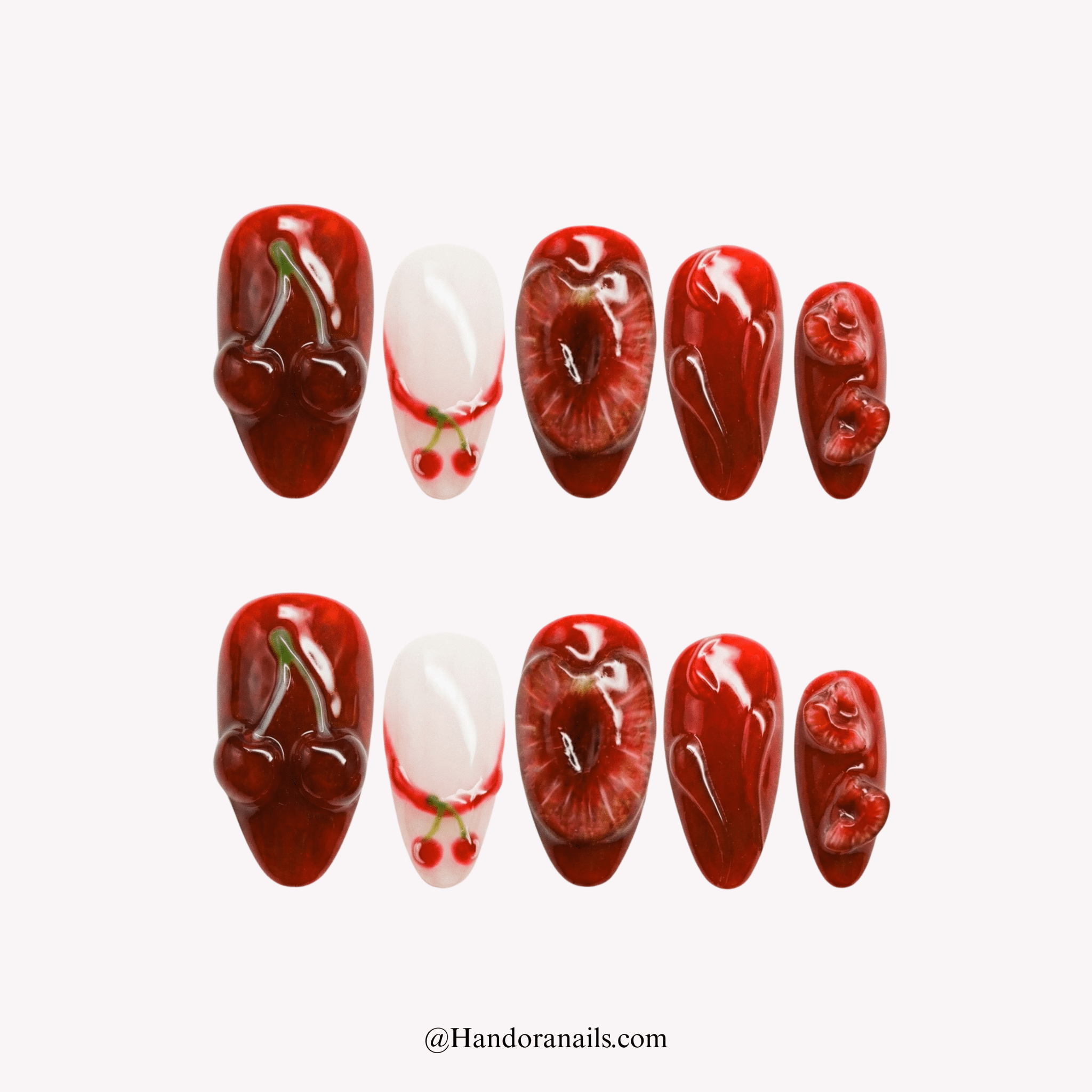 Cherry Crush - Handora Nails - bold nailscherry nailsdark red nails