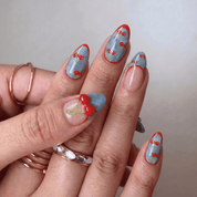 Cherry Denim y2k nail design – handmade press-on nails by Handora