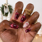 Cherry Glow Christmas press-on nails - design view 3 by Handora Nails