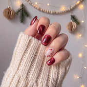 Cherry Glow Christmas press-on nails - design view 4 by Handora Nails