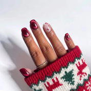Cherry Glow Christmas press-on nails - design view 5 by Handora Nails