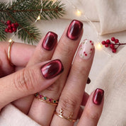 Cherry Glow Christmas press-on nails - design view 6 by Handora Nails