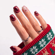 Cherry Glow Christmas press-on nails - design view 7 by Handora Nails