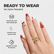 Cherry Star press-on nails – design close-up by Handora