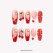 Cherry Star red y2k press-on nails by Handora