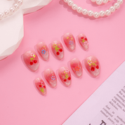 Cherry Starlet kawaii nail design – handmade press-on nails by Handora