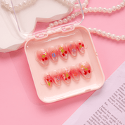 Cherry Starlet press-on nails – design close-up by Handora