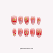Cherry Starlet red kawaii press-on nails by Handora