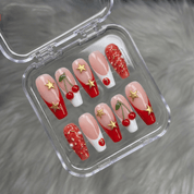 Cherry Star red press-on nails by Handora