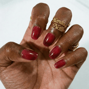 Cherry Velvet floral nail design – handmade press-on nails by Handora