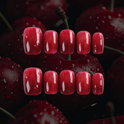 Cherry Velvet press-on nails – hand-painted reusable gel set by Handora