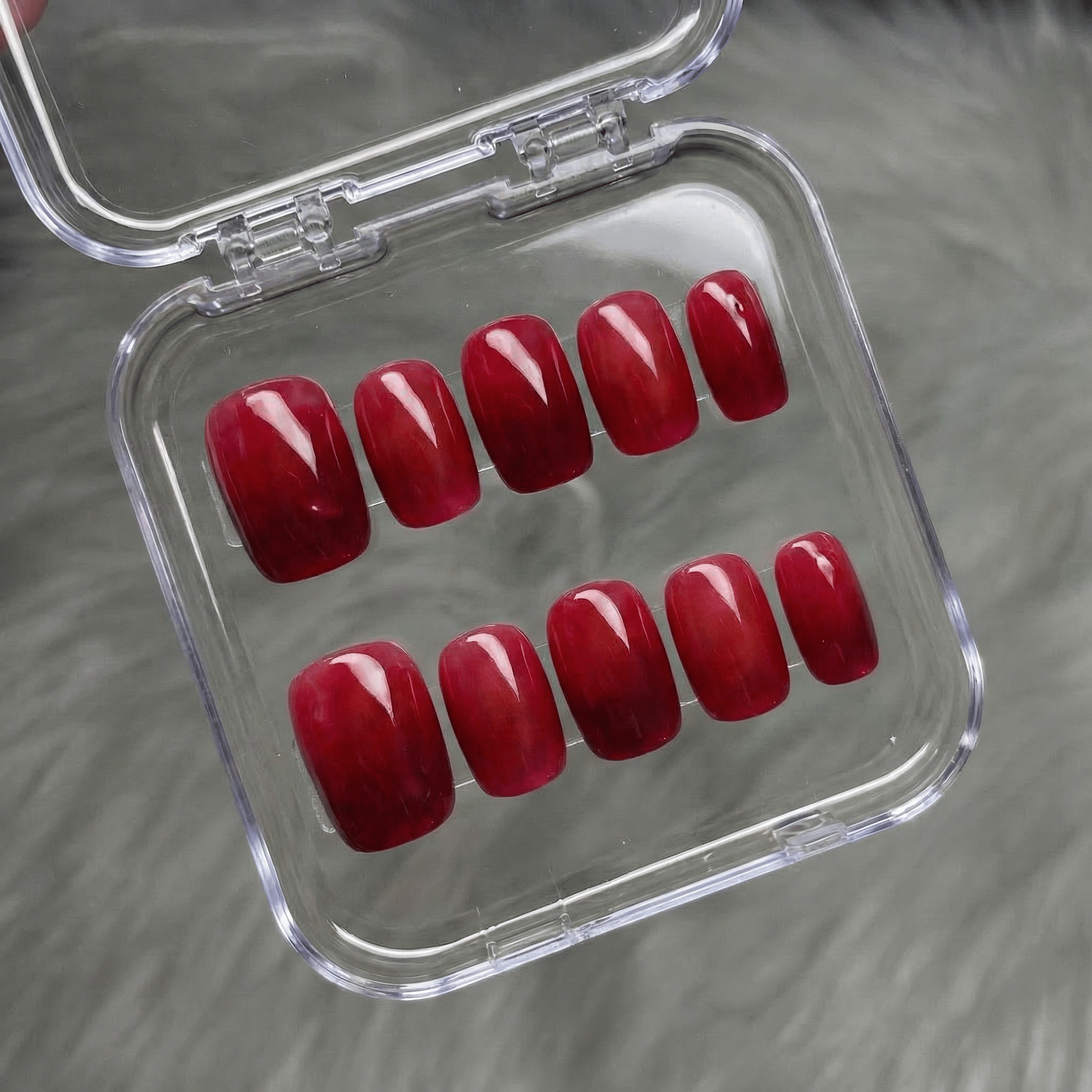 Cherry Velvet full press-on nail set – sizes XS–L by Handora