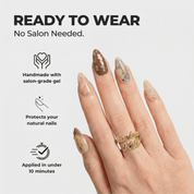 Choco Bloom press-on nails – hand-painted reusable gel set by Handora