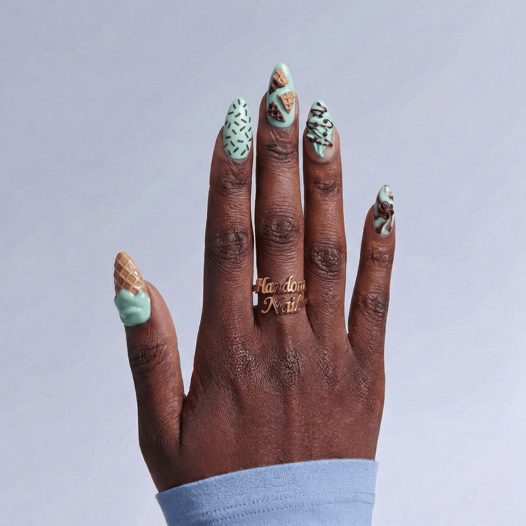 Choco Mint press-on nails by Handora