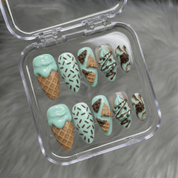 Choco Mint salon-quality handmade press-on nails by Handora