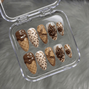Choco Swirl full press-on nail set – sizes XS–L by Handora