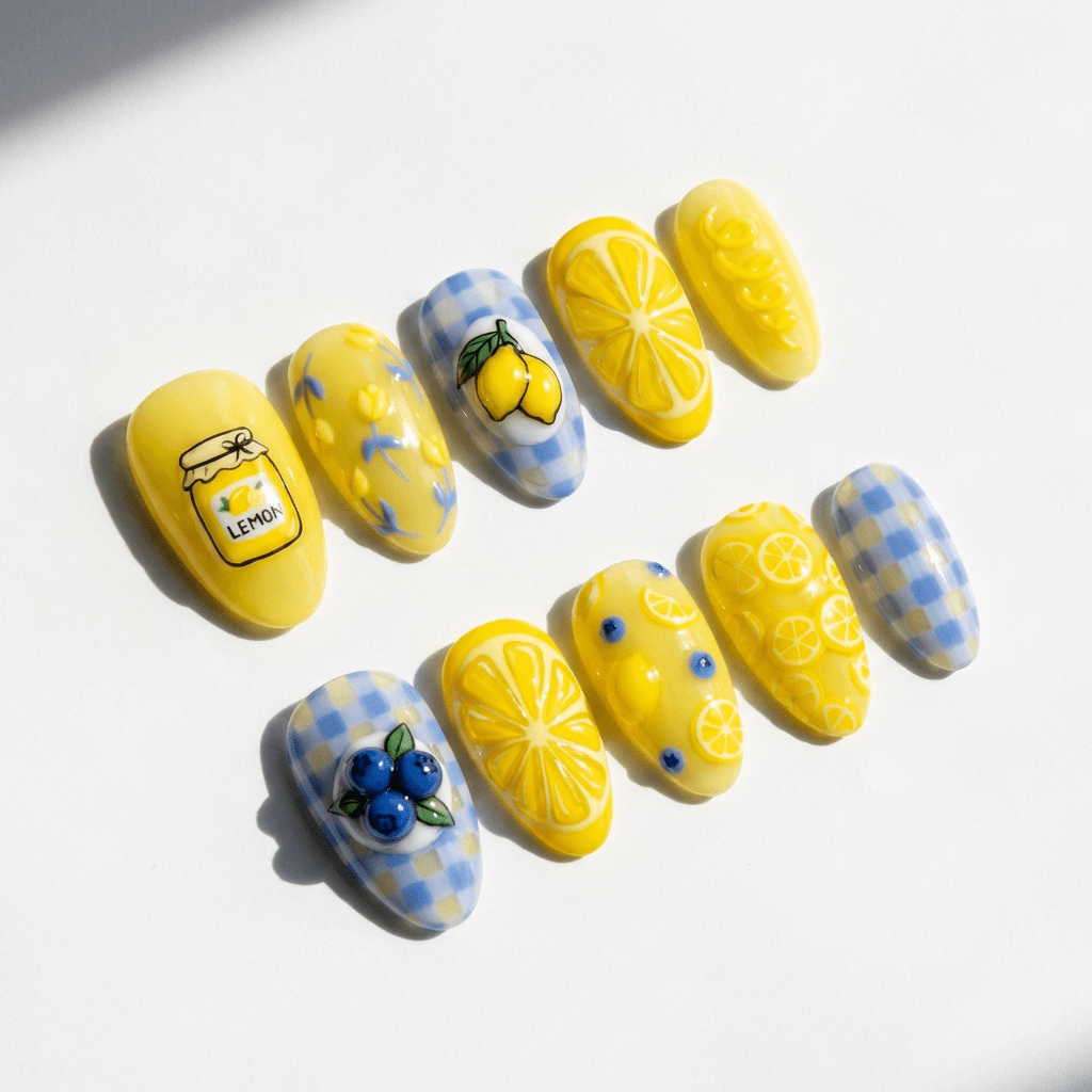 Citrus Berry full press-on nail set – sizes XS–L by Handora