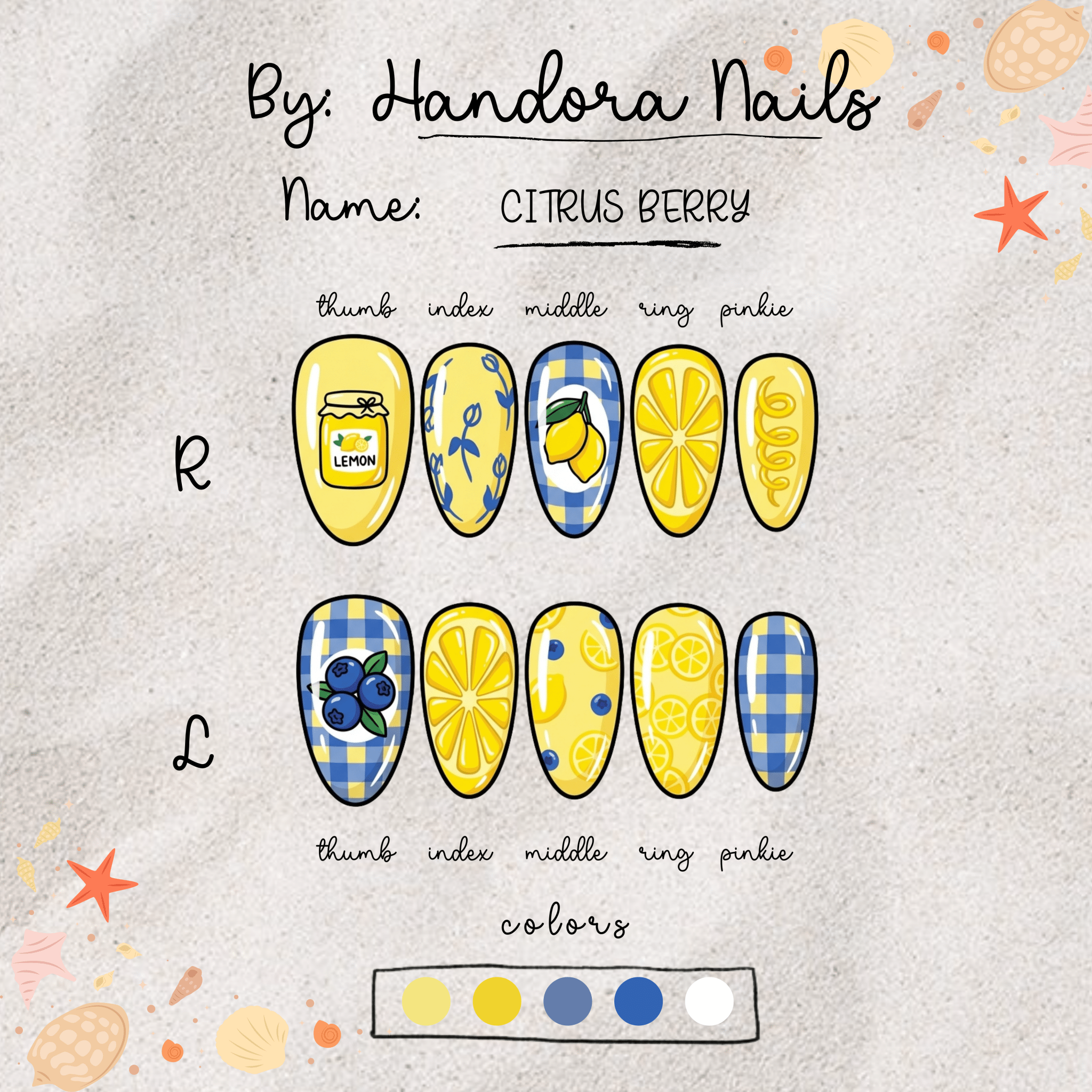 Citrus Berry salon-quality handmade press-on nails by Handora