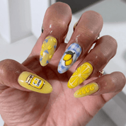 Citrus Berry press-on nails – hand-painted reusable gel set by Handora