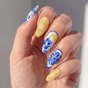 Citrus Ceramic nail design – handmade press-on nails by Handora