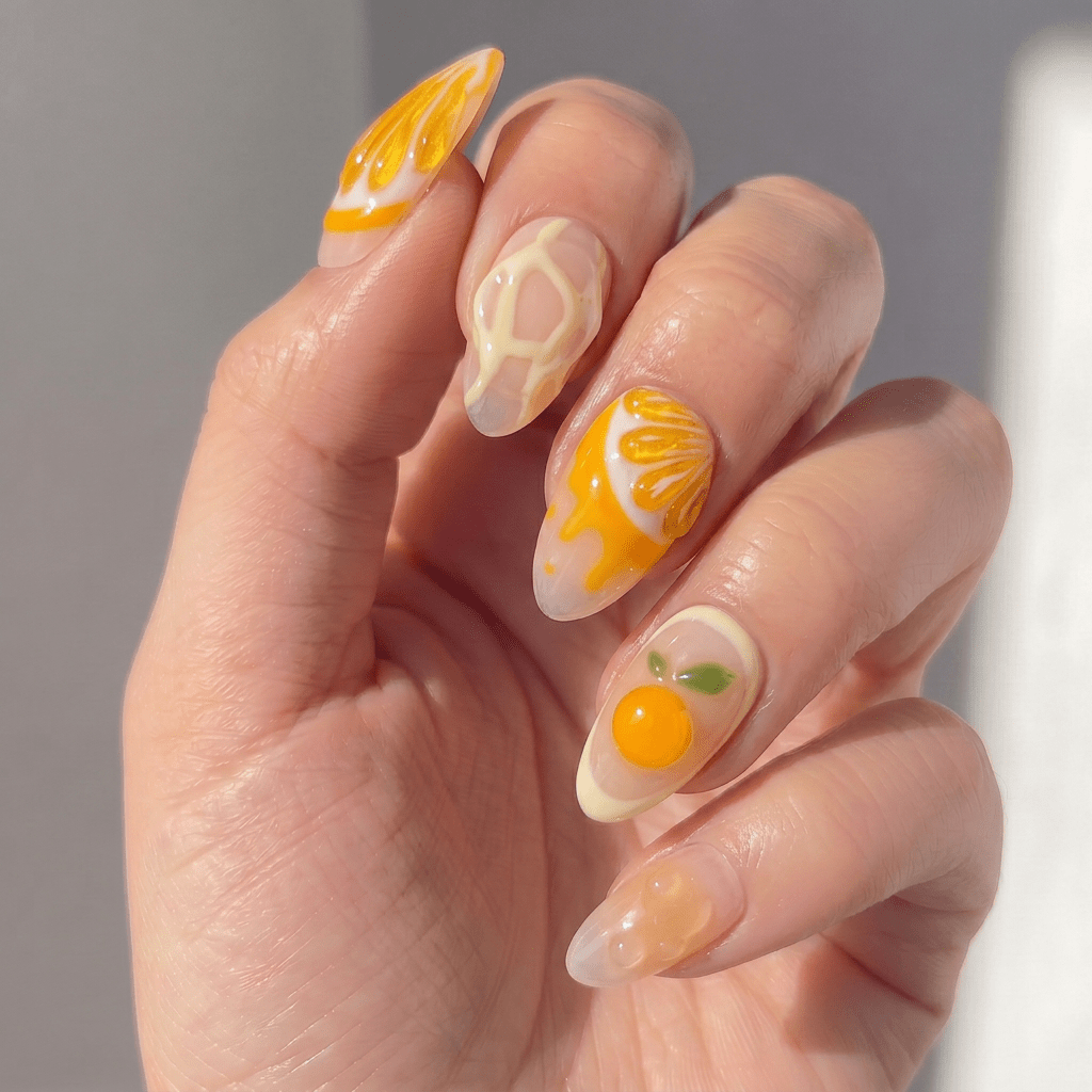 Citrus Drop full press-on nail set – sizes XS–L by Handora