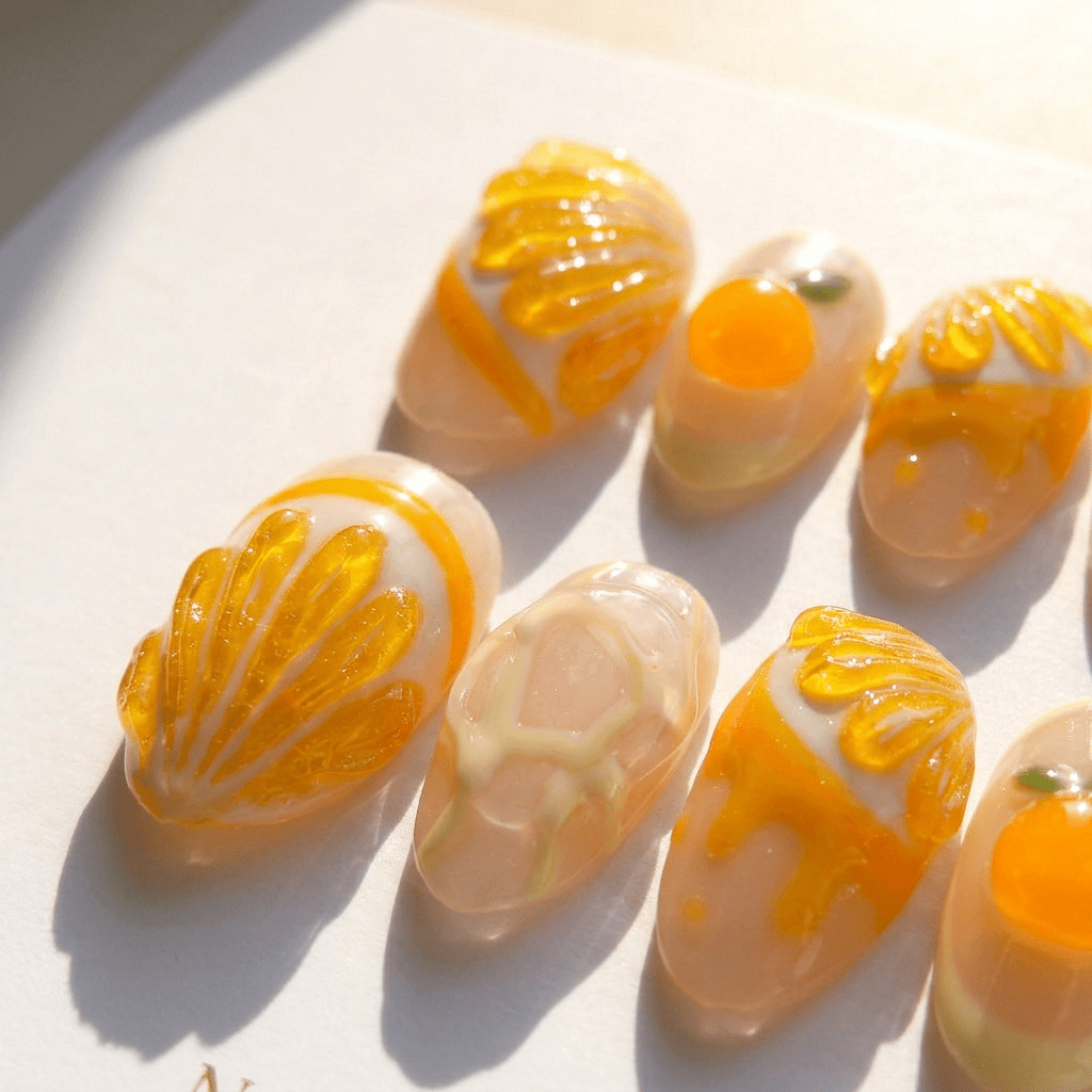 Citrus Drop press-on nails by Handora