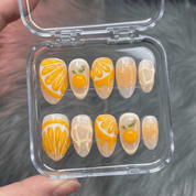 Citrus Drop salon-quality handmade press-on nails by Handora