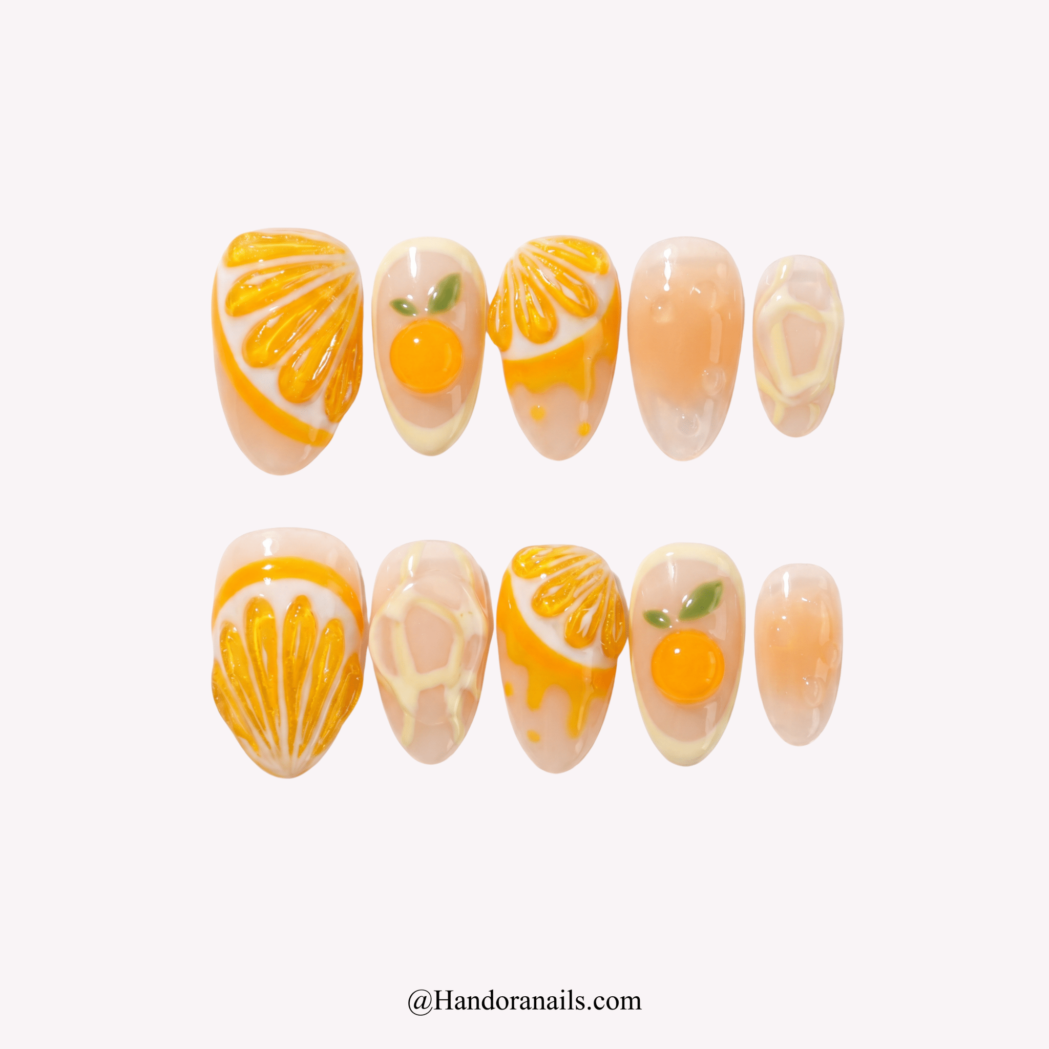 Citrus Drop press-on nails by Handora